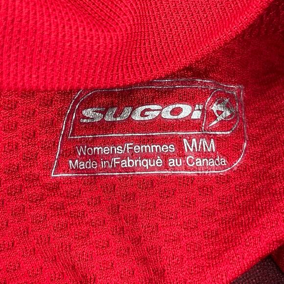 Sugoi Red Cycling Top Flowers Long Sleeve Mock Neck Pullover Athletic Tee Size M - Picture 6 of 10